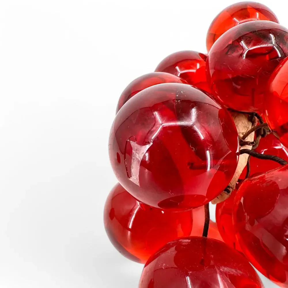 MCM Lucite Acrylic Red Grapes Cluster on Driftwood Stem Vintage Centerpiece - Picture 8 of 11